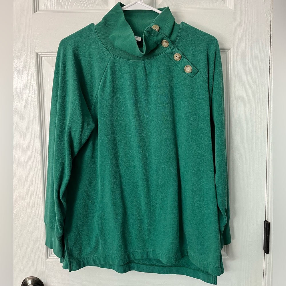 J. Crew Factory Green Button-Detail Sweatshirt